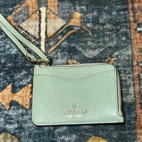 Kate Spade Leila leather card holder wristlet seawater - Picture 2 of 9